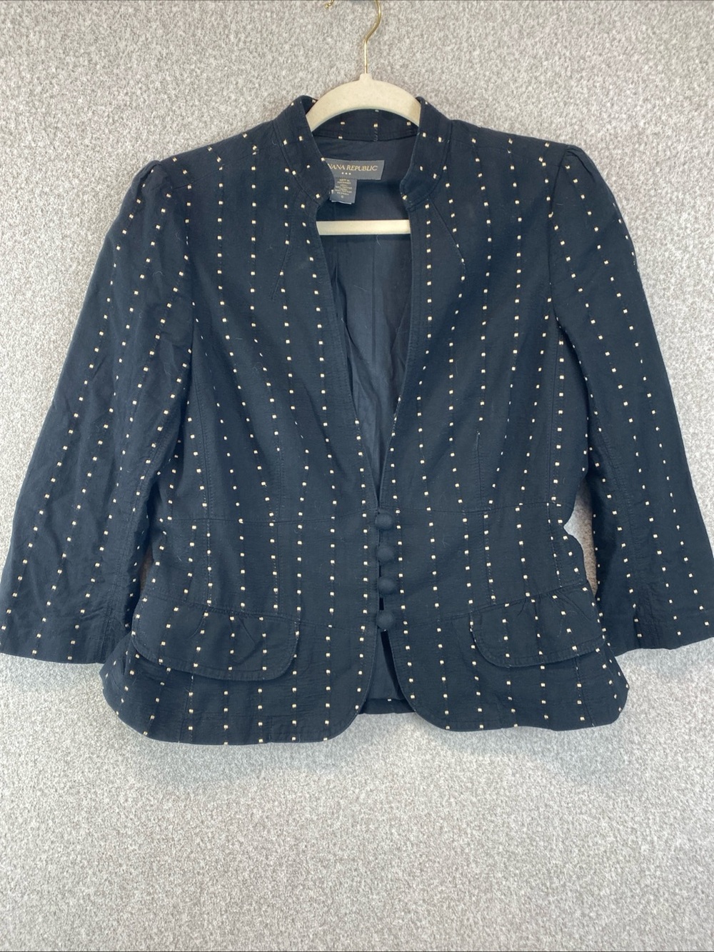 Banana Republic Women's Blazer Jacket Size 6 Dot Details Button Front 3/4 Sleeve